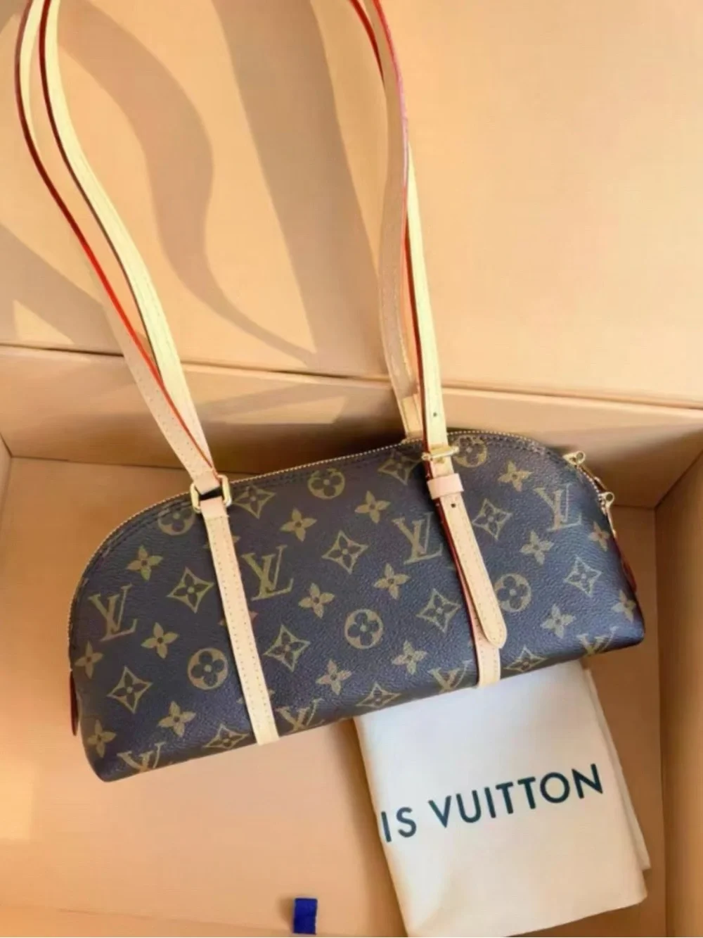 Louis Vuttion Monogram Canvas Shoulder Bag in Brown